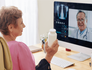 senior woman video calling doctor 1